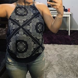 Navy blue Bandana blouse